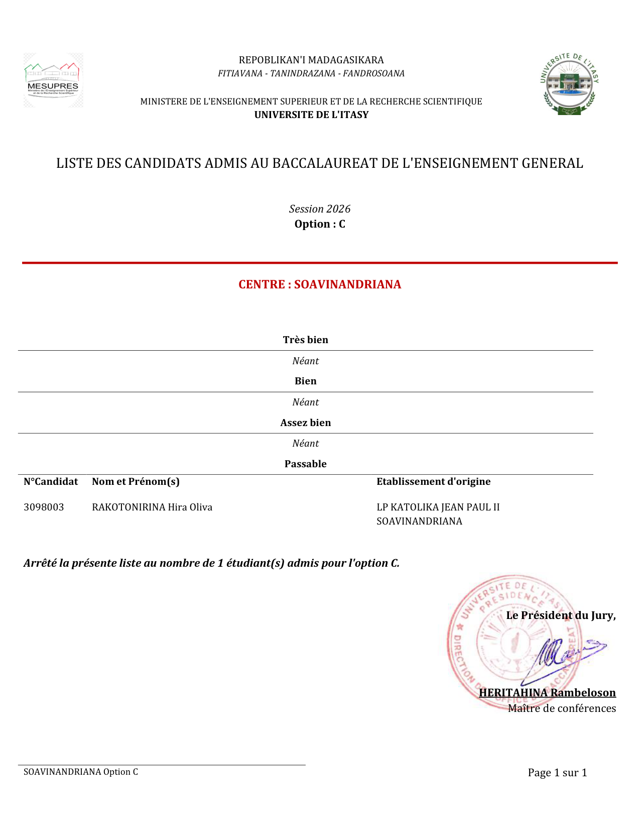 Résultats Bacc 2026